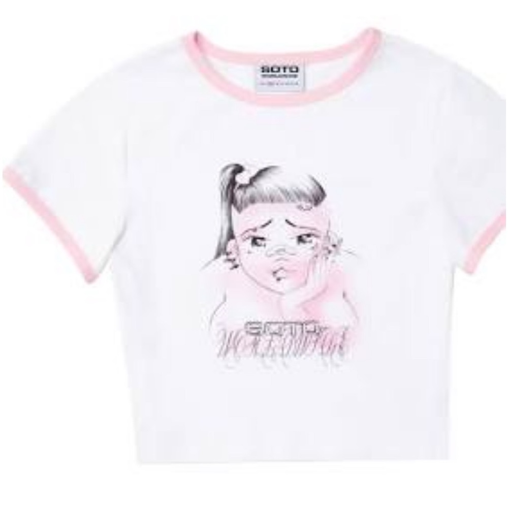 Women size 3X White and Pink Graphic cropped T-Shirt❤️💥🔥